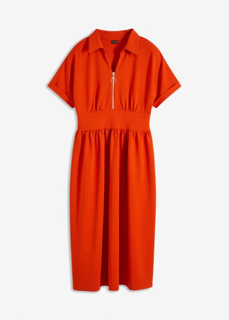 Jerseykleid mit Reißverschluss in orange von vorne - BODYFLIRT