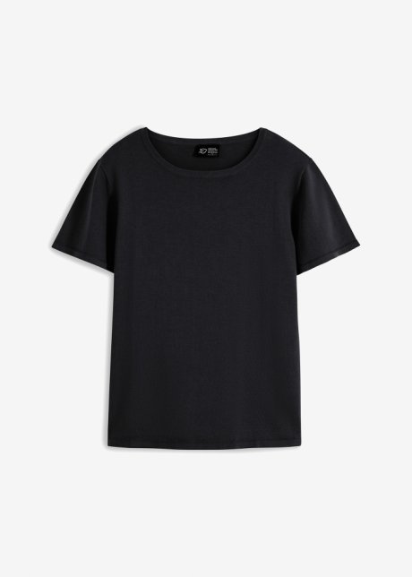 Feinstrick-Shirt aus Baumwolle in schwarz von vorne - bpc bonprix collection