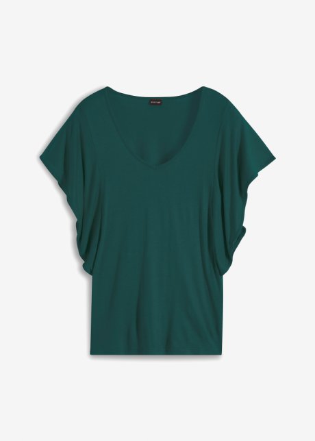 Shirt mit Volantärmeln in grün von vorne - BODYFLIRT