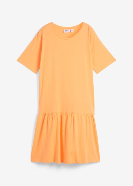 Kurzes T-Shirt Kleid mit Volant aus Bio-Baumwolle in orange von vorne - bpc bonprix collection