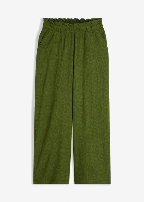 Jerseycrepe-Hose mit hohem Bund in grün von vorne - BODYFLIRT