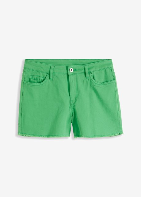 Twill-Shorts mit offenem Saum in grün von vorne - RAINBOW