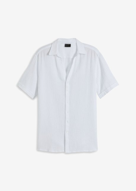 Musselin - Kurzarmhemd in weiß von vorne - bpc selection