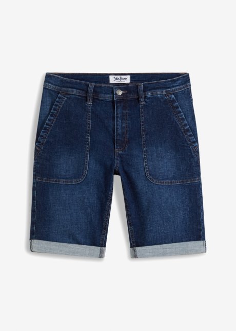 Stretch-Jeans-Bermuda, Regular Fit in blau von vorne - John Baner JEANSWEAR