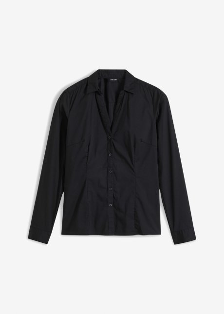 Stretch-Bluse in schwarz von vorne - BODYFLIRT