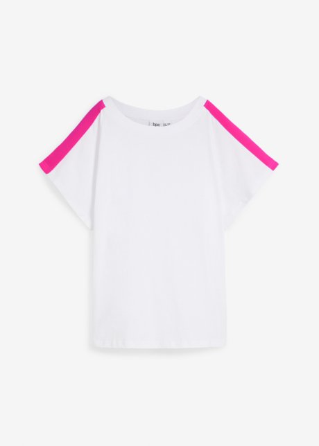 T-Shirt mit Volantärmel und Neonstreifen in weiß von vorne - bpc bonprix collection