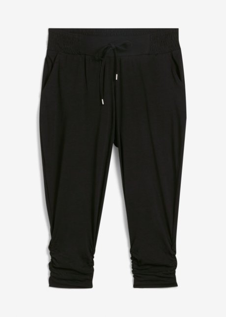 Jersey-Hose mit elastischem Bund in schwarz von vorne - bpc selection