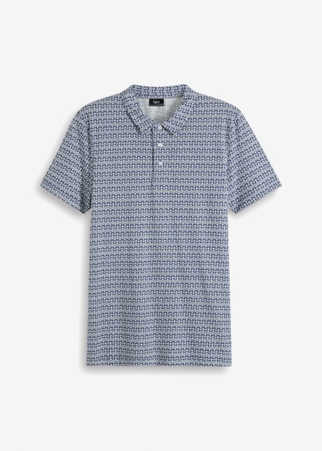 Poloshirt, Kurzarm mit Komfortschnitt und Minimaldruck in blau von vorne - bpc bonprix collection