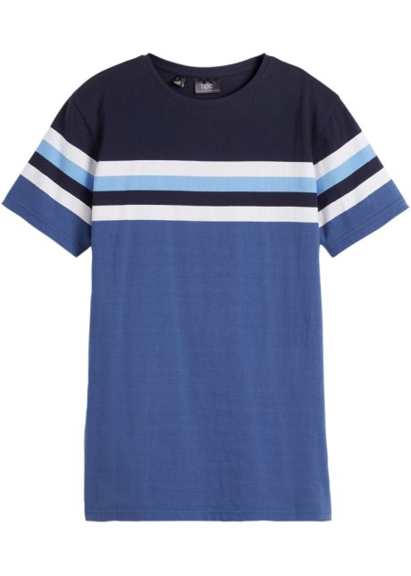 Jungen Streifen T-Shirt aus Bio-Baumwolle in blau von vorne - bpc bonprix collection