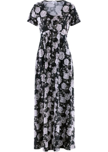 Maxi- Shirt- Kleid, kurzarm in schwarz von vorne - bpc bonprix collection