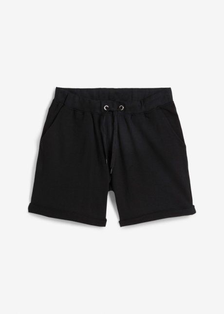 Sweat-Shorts mit Rippbund in schwarz von vorne - bpc bonprix collection