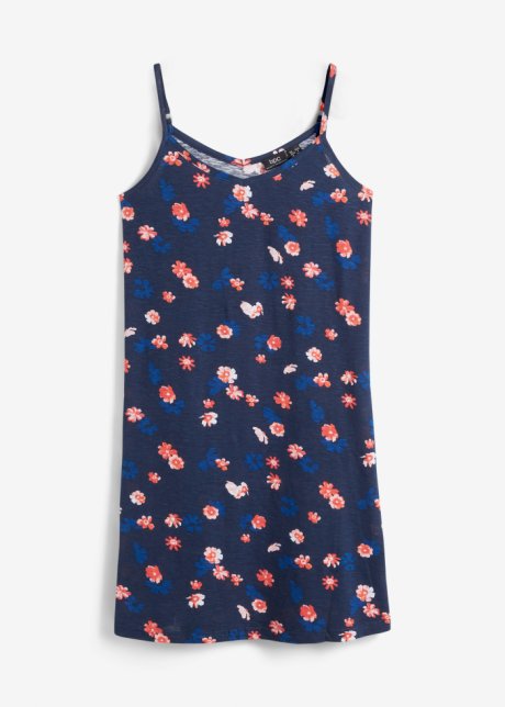Jersey-Kleid mit Blumendruck in blau von vorne - bpc bonprix collection