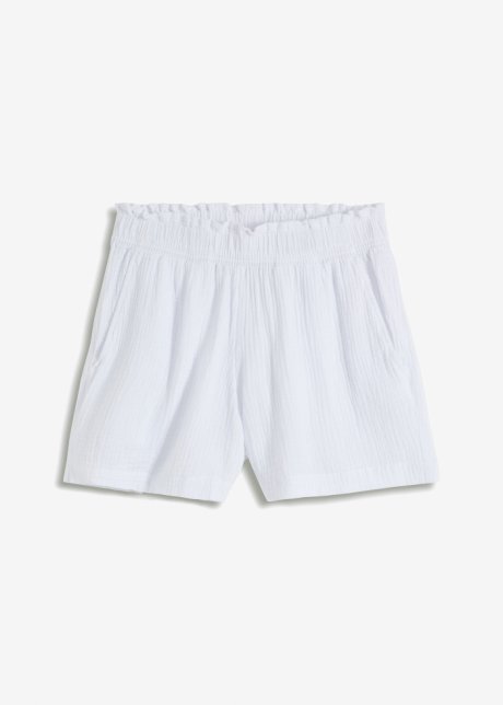 Musselin-Shorts aus Baumwolle in weiß von vorne - bpc bonprix collection