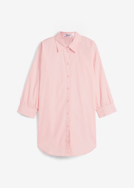 Oversize Bluse aus Baumwolle mit 3/4 Arm in rosa von vorne - bpc bonprix collection