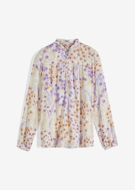 Bluse mit Blumendruck in lila von vorne - bpc bonprix collection