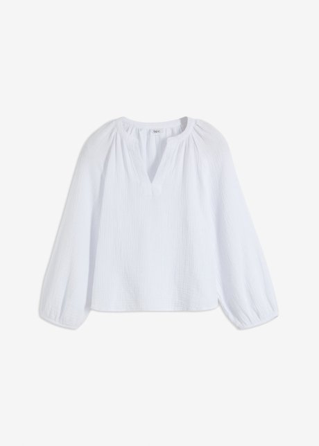 Musselin-Bluse aus Baumwolle in weiß von vorne - bpc bonprix collection