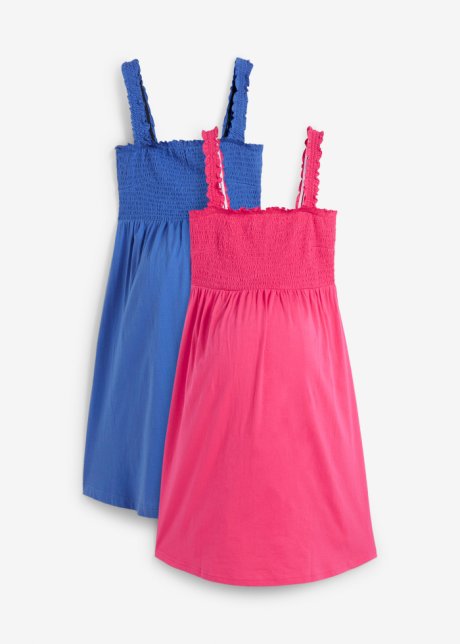 Umstandskleid aus Bio-Baumwolle, 2-er Pack in pink von vorne - bpc bonprix collection