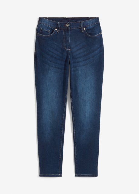 Boyfriend Jeans Mid Waist, Stretch in blau von vorne - bpc bonprix collection