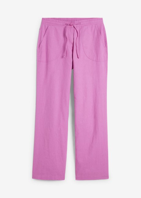 Leinen-Hose mit weitem Bein in pink von vorne - bpc bonprix collection