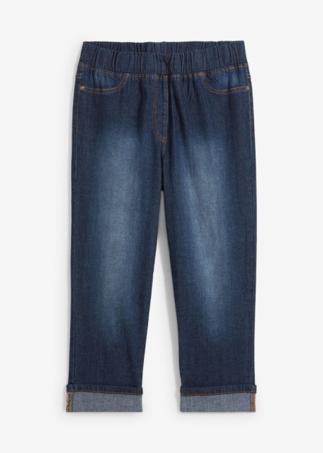 Slim Fit Jeans, Mid Waist, Baumwolle in blau von vorne - bpc bonprix collection