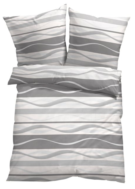 Bettwäsche mit Streifen  in grau geöffnet - bpc living bonprix collection