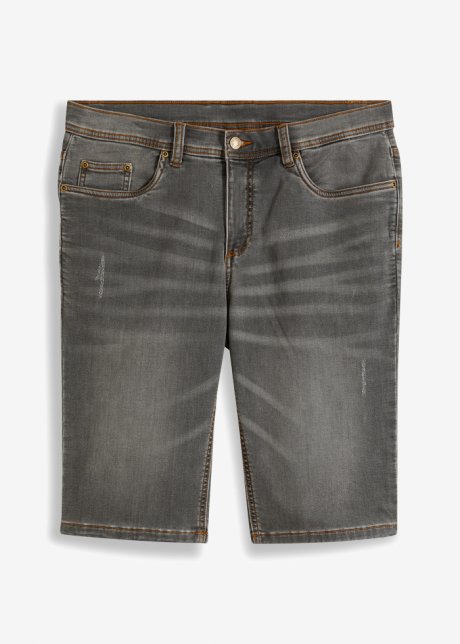 Stretch-Jeans-Bermuda m. Komfortschnitt, Regular Fit in grau von vorne - John Baner JEANSWEAR