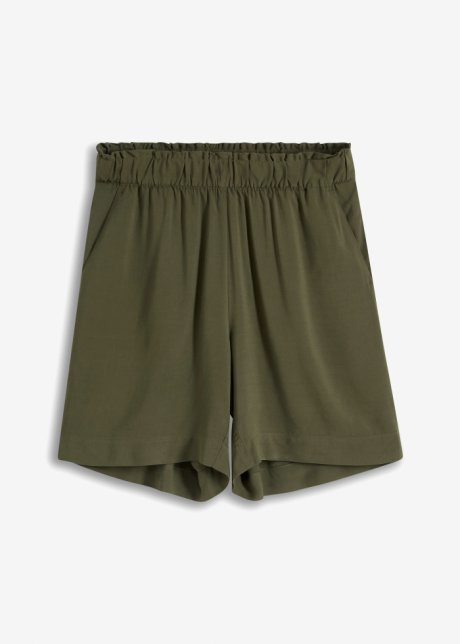 Shorts aus nachhaltiger Viskose in grün von vorne - BODYFLIRT
