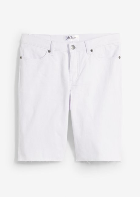 Super-Stretch-Jeans-Bermuda in weiß von vorne - John Baner JEANSWEAR