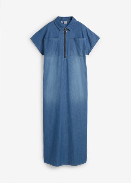 Maxi-Jeanskleid in blau von vorne - John Baner JEANSWEAR