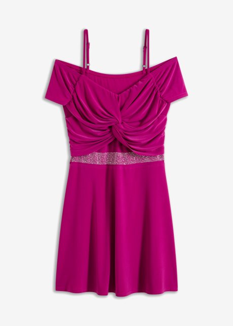 Kleid mit Strass-Applikation in lila von vorne - BODYFLIRT