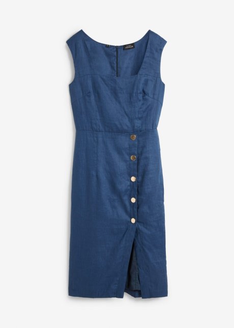 Kleid aus reinem Leinen in blau von vorne - bonprix PREMIUM