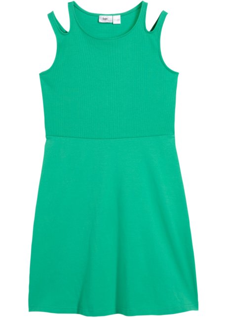 Mädchen Jerseykleid mit Bio Baumwolle in grün von vorne - bpc bonprix collection