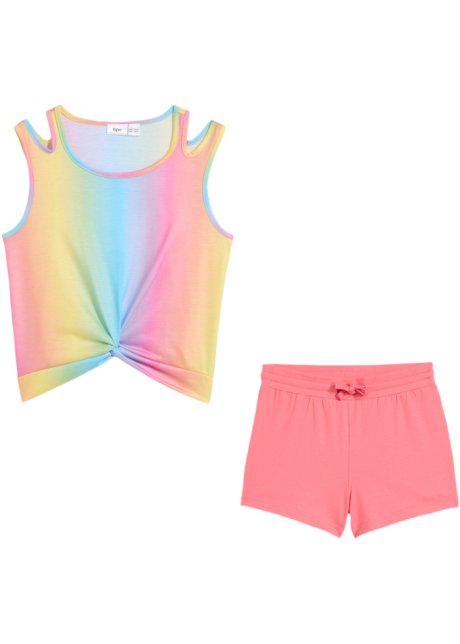 Mädchen Top und Shorts (2-tlg.Set) in pink von vorne - bpc bonprix collection