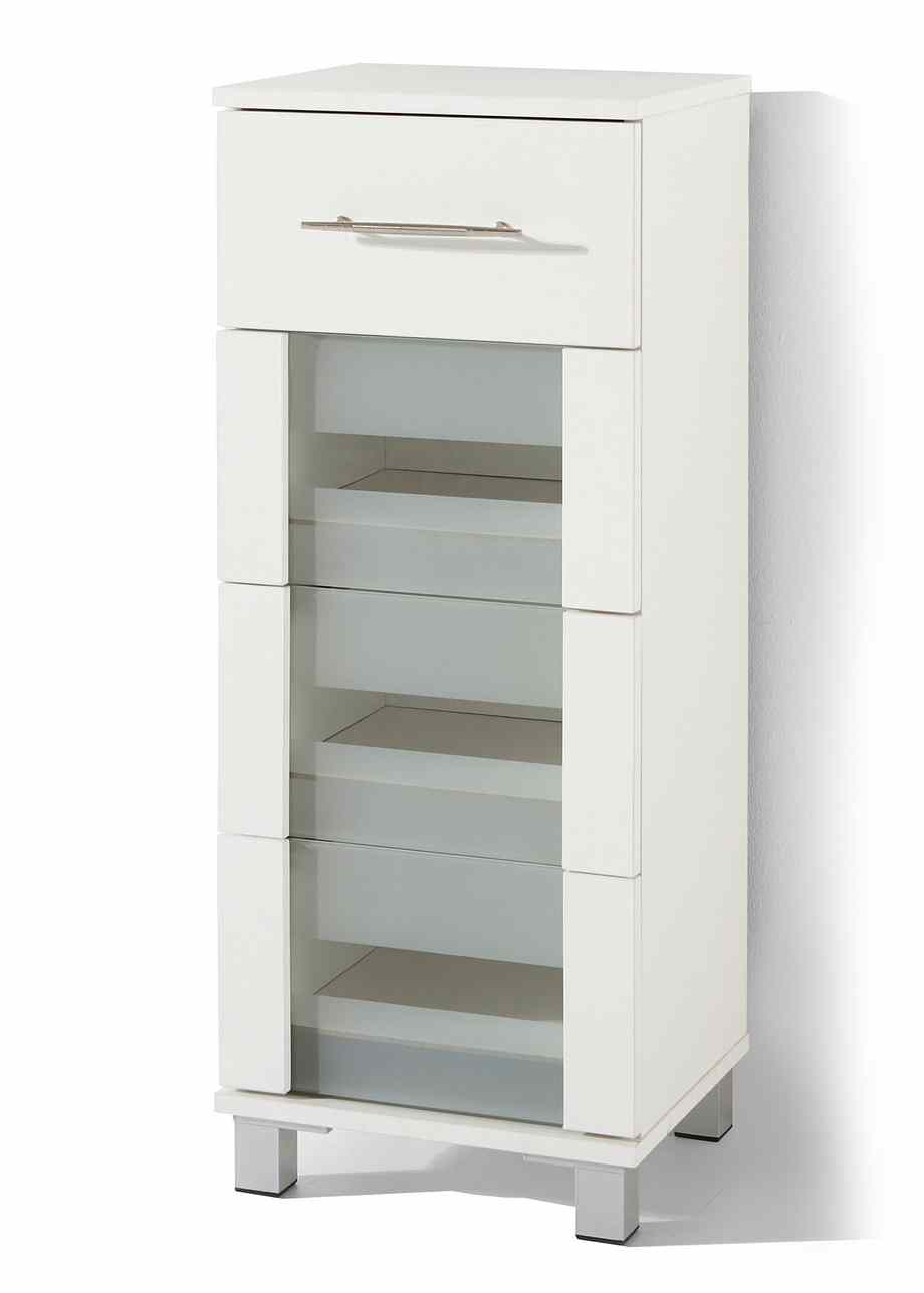 Moderner Badezimmer Schrank mit gefrosteten Glaseinsätzen - weiß, mit 4