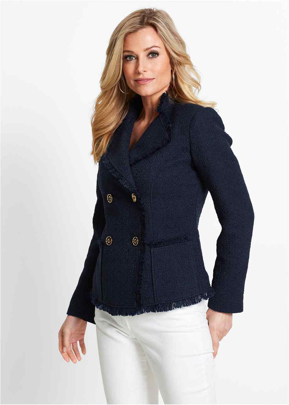 boucle blazer outfit
