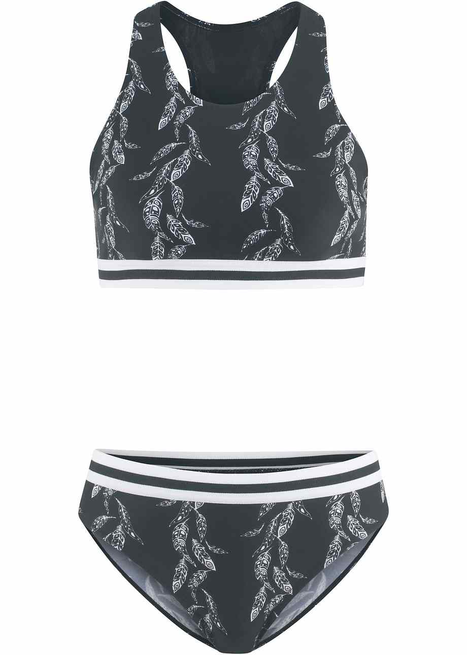 Komfortabler BustierBikini mit Ringerrücken schwarz/weiß