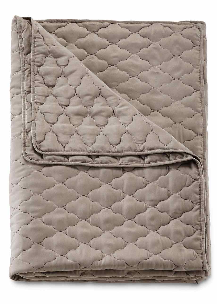 Tagesdecke in Unifarben mit Füllung - taupe