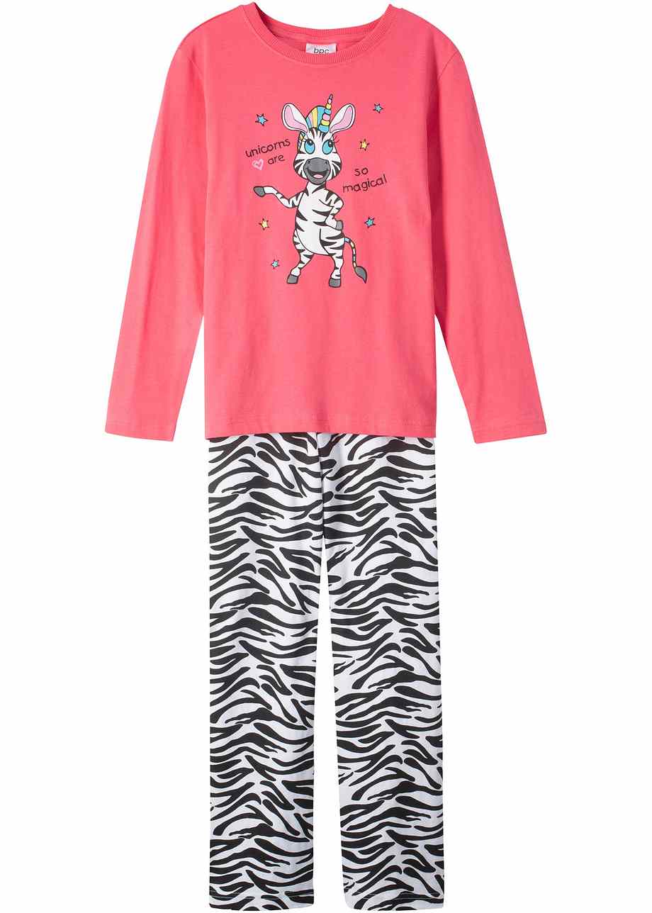 Mädchen Pyjama mit Zebradruck - zebra hellpink