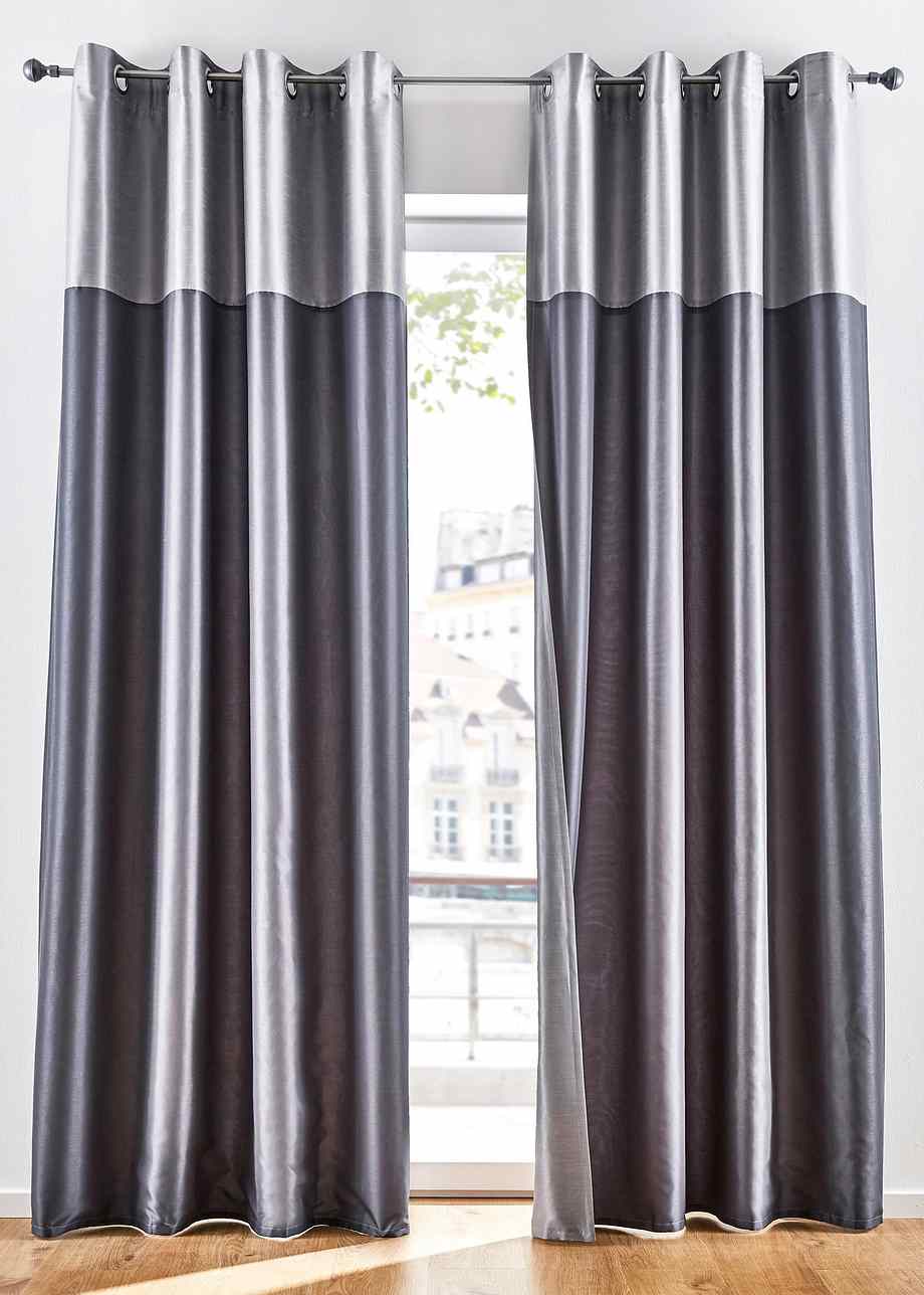 Eleganter Wendevorhang mit leichtem Glanz - silber/anthrazit, Ösen