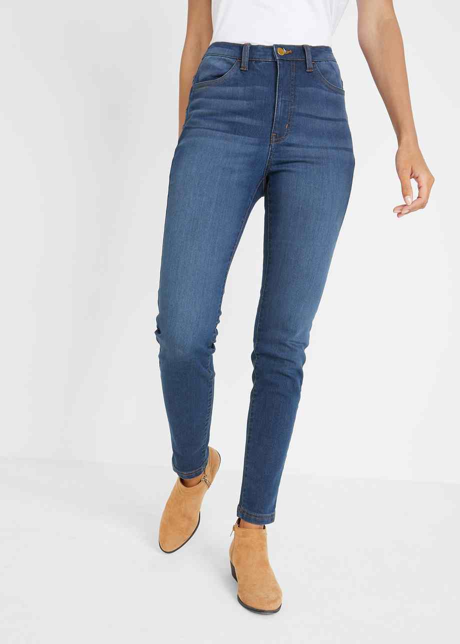 Skinny Jeans mit recyceltem Polyester und elastischem Bequembund