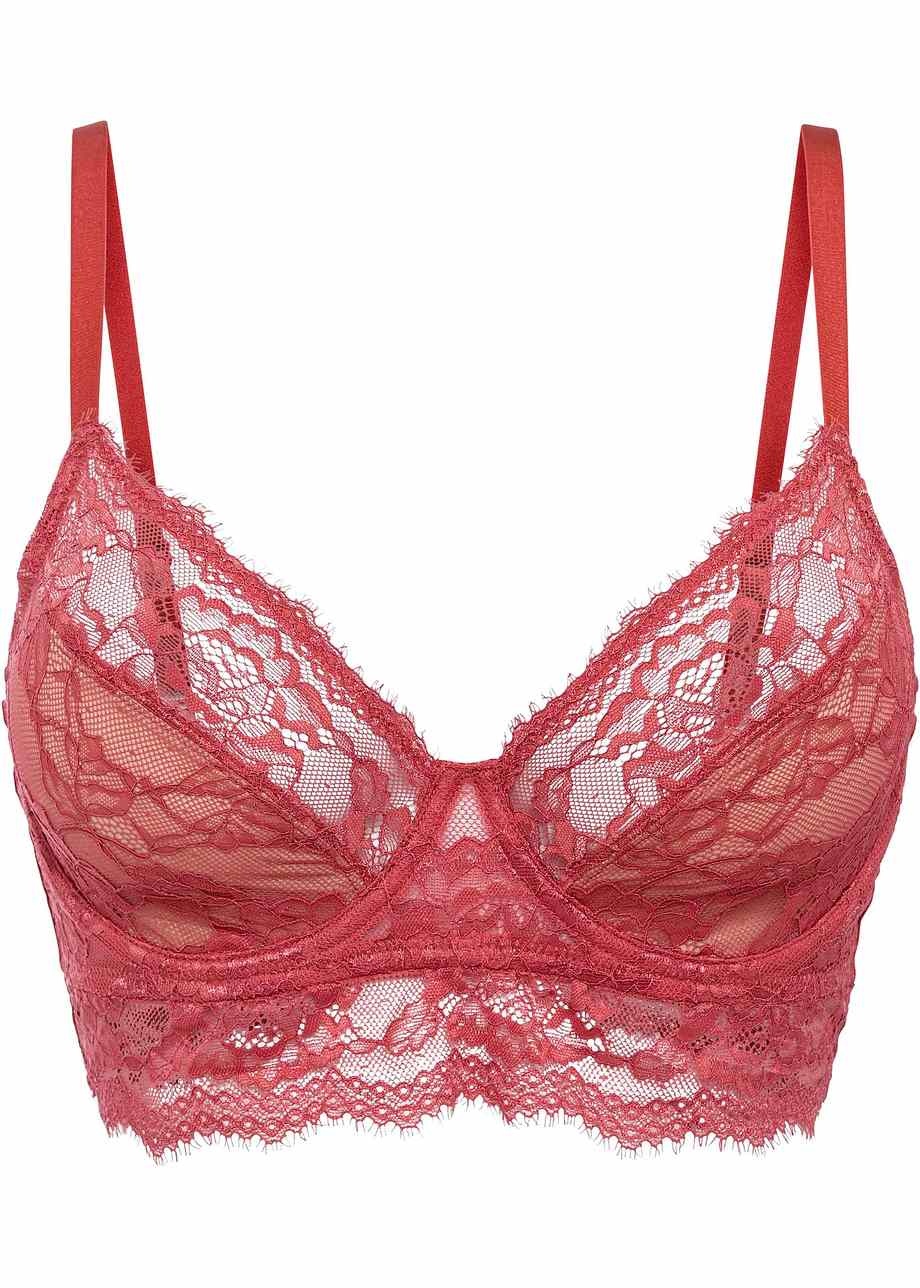 Moderner BH mit Spitze - rot, Cup C