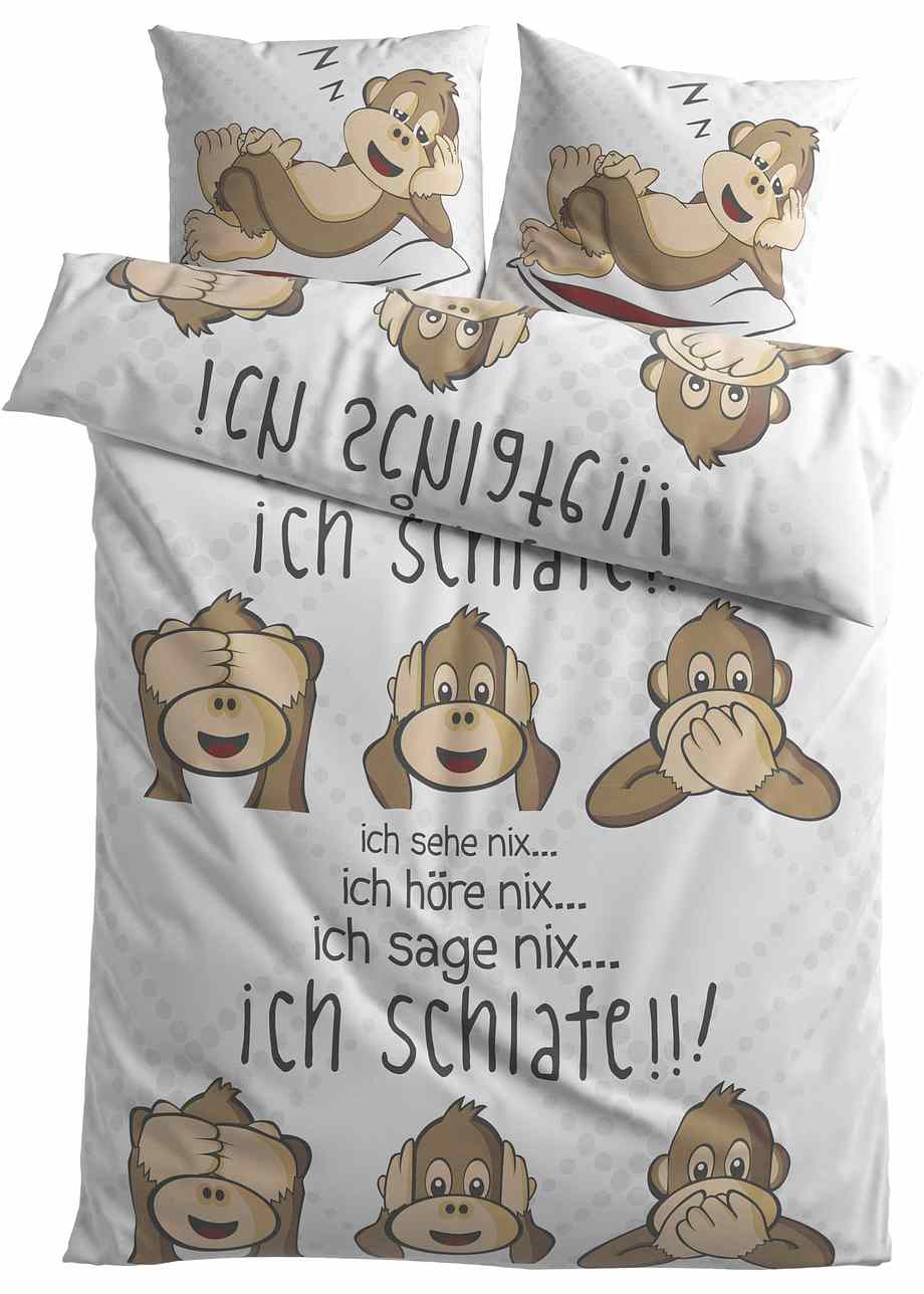 Witzige Bettwäsche weiß, Linon