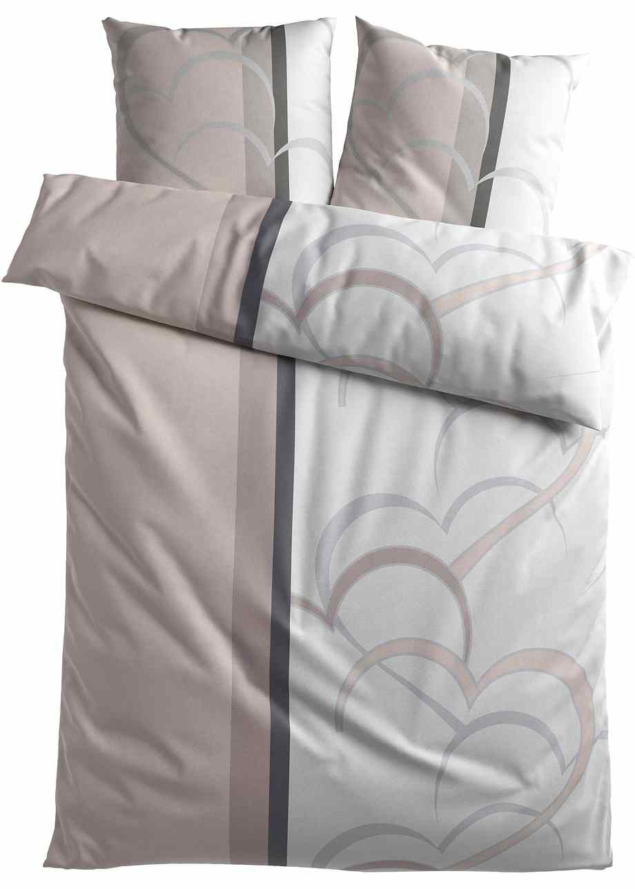 Bettwäsche mit Herzmotiv taupe, Microfaser