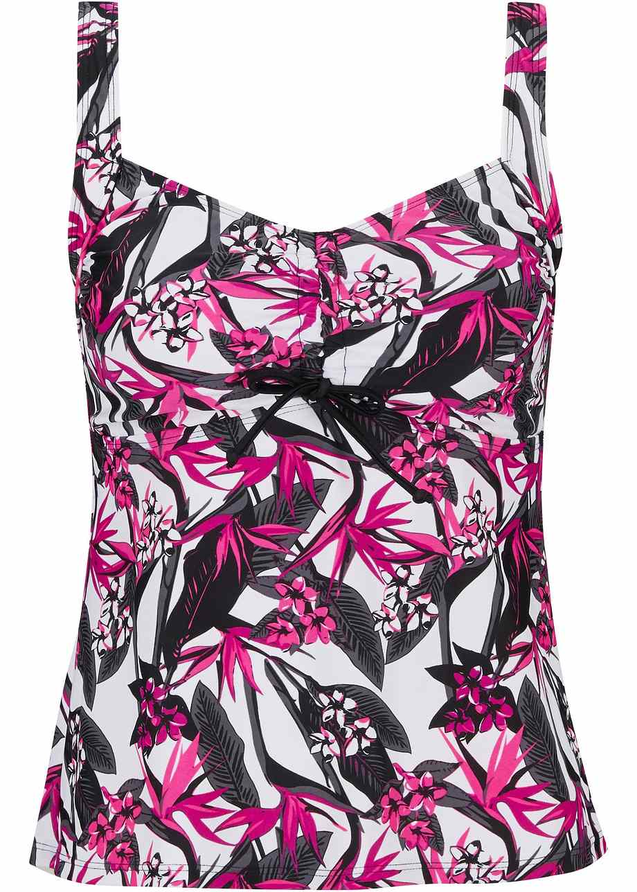 Attraktives Tankini Oberteil im floralen Druck schwarz/pink geblümt