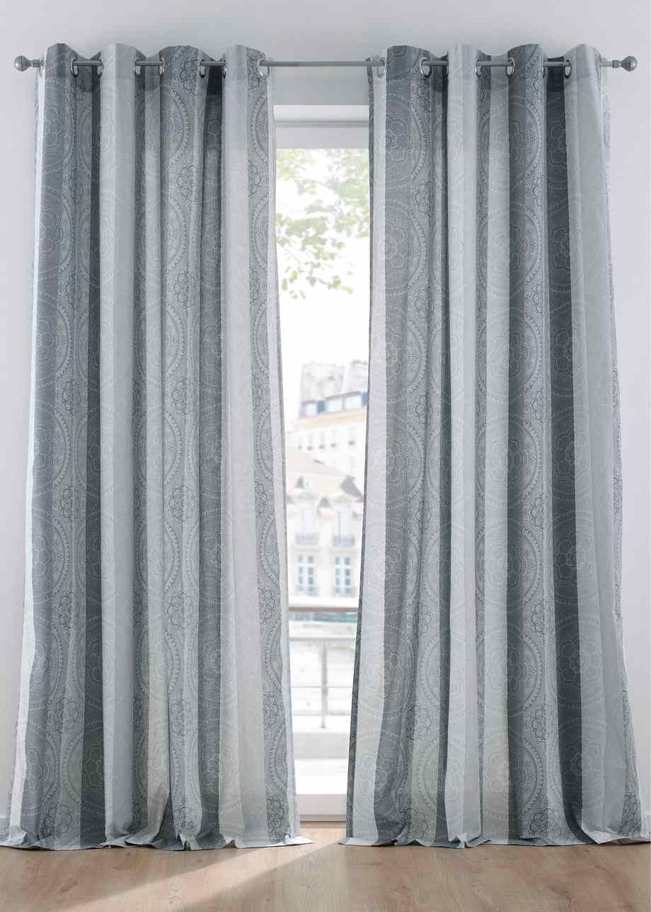 Hochwertiges Mischgewebe im grafischen Design - weiss/silbergrau