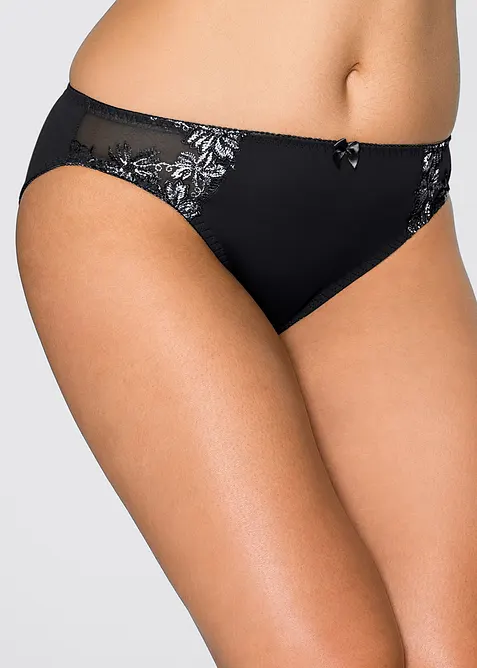 Slip (2er-Pack) in schwarz von vorne - bonprix