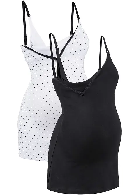 Stilltop mit Bio-Baumwolle (2er Pack) in schwarz - bonprix