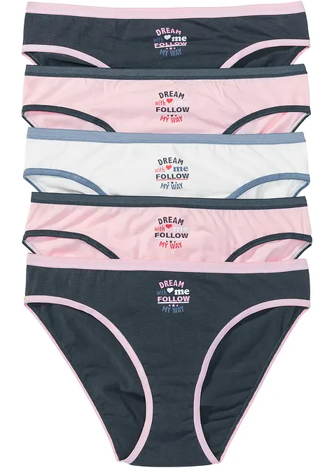 Slip mit weicher Baumwolle (5er Pack) in blau von vorne - bonprix
