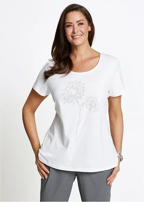 T-Shirt in weiß von vorne (im Anschnitt) - bonprix
