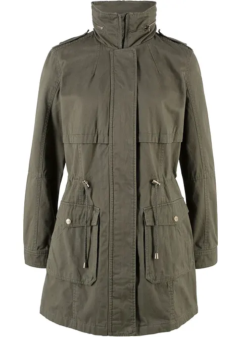 Baumwoll Parka mit Jerseyfutter in grün von vorne - bonprix
